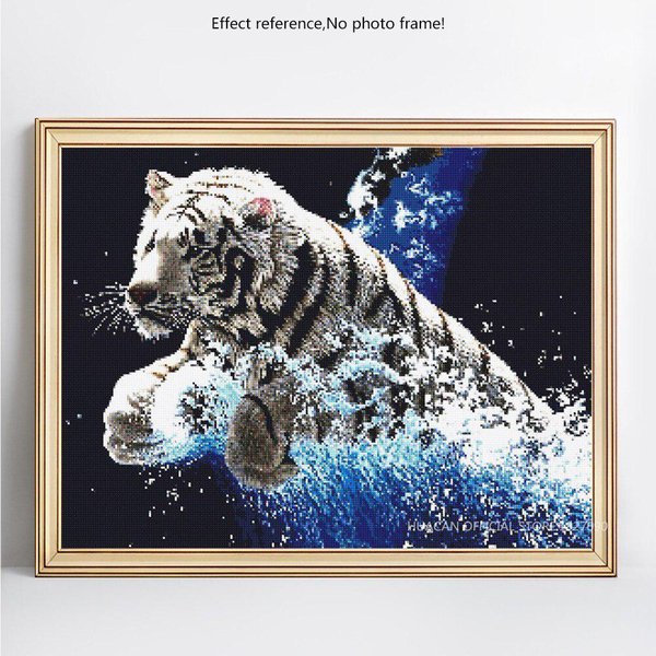 Pintura De Diamantes 5D DIY Animal Tigre Redondo Completo Rhinestone Imagen Bordado Venta Diamante 20X30-image
