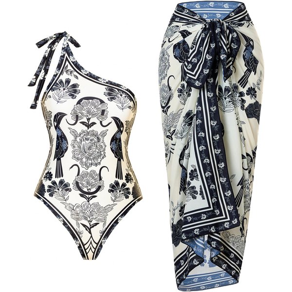 Nuevo Sexy Traje De BañO De Una Pieza Con Hombro Descubierto Conjunto De Dos Piezas Con Falda De Gasa Para Mujer M-image