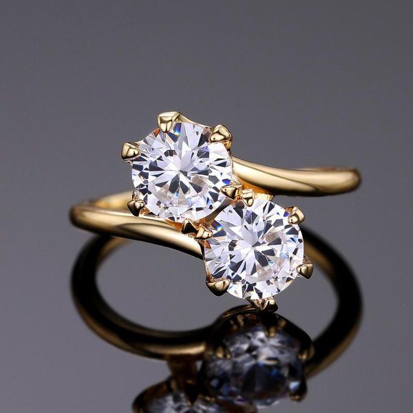 Huitan Anillos De Mujer Con DiseñO ÚNico De Doble Circonita CúBica Moda Lujosa Alianza De Boda Accesorios Fiesta Temperamento Elegante JoyeríA Femenina Nuevo 10-image
