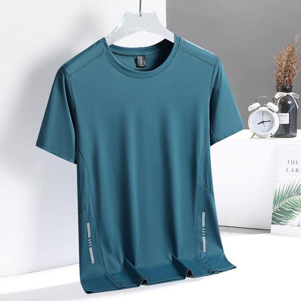MęSka Koszulka Sportowa Outdoor Z KróTkim RęKawem Z Jedwabiu Lodowego, MęSka Cienka Koszulka Sportowa Z PółRęKawem SzybkoschnąCa Z Jedwabiu Lodowego XL Gray-image
