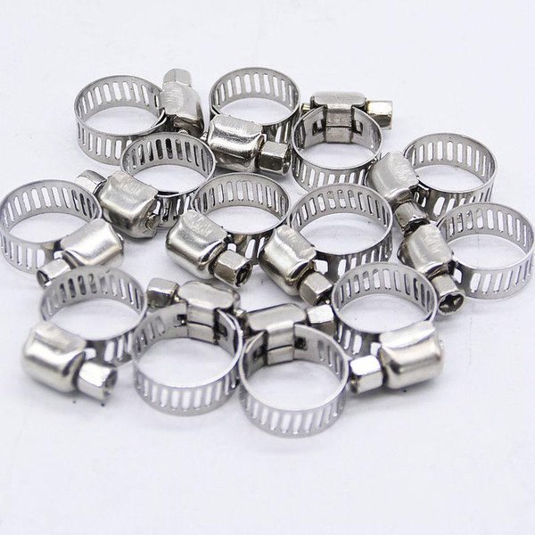 10 Szt. Zaciski Do WężY Ze Stali Nierdzewnej 6Mm Do 12Mm Zaciski Zaciskowe 10Pcs Gray-image