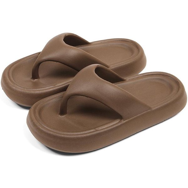 Letnie Klapki Kapcie Unisex Gruba Podeszwa EVA AntypośLizgowe Kapcie Pod Prysznic Kapcie Domowe Do WewnąTrz I Na ZewnąTrz Kapcie Na Plażę 40-41 BrąZowy-image