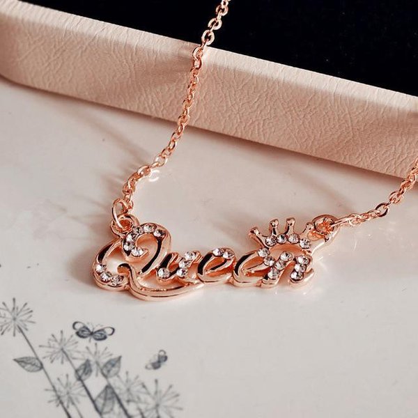 Nuevo Collar De Lujo De Moda En Oro - Collar Con Cadena De Corona De Reina Color Circonita Y Cristal, JoyeríA De Moda Para Mujer, Regalo De CumpleañOs Oro Rosa-image
