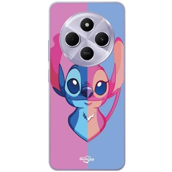Coque - Maniacase - Xiaomi Redmi 14C - Souple - Bleu Et Rose - Stitch Et Angel Color Rosa-image