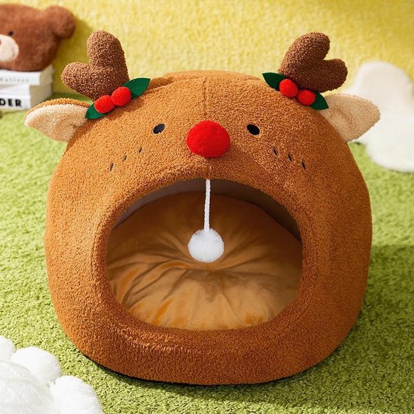 OtoñO E Invierno Gato Divertido Y Lindo Dibujos Animados Rana Cama Para Gato Teddy Perro PequeñO Perro CáLido Y Cortavientos Cama Para Mascotas S :35*35*32CM-image