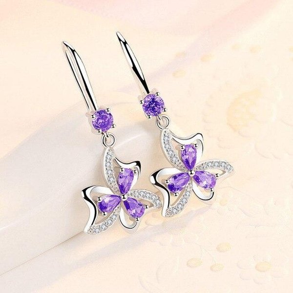 Pendiente De Gota De Circonita CúBica De Plata Esterlina 925 AutéNtica Para Mujer, JoyeríA Fina De Plata 925 Con Peridoto Y Diamantes, Caja Para Pendientes Orecchini PúRpura-image
