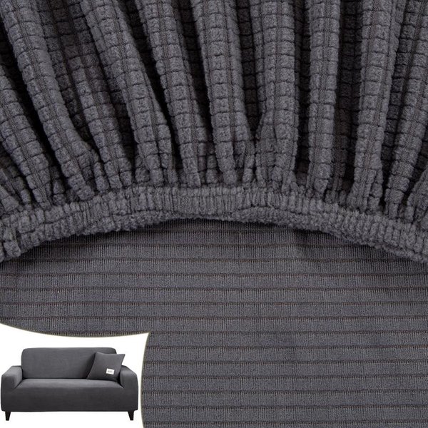 Funda De Sofá Jacquard EláStica Ajustable Removible Fundas De Sofá Fundas De Sofá Protector De Muebles Para Mascotas NiñOs 1-Seat 90-140Cm Black-image