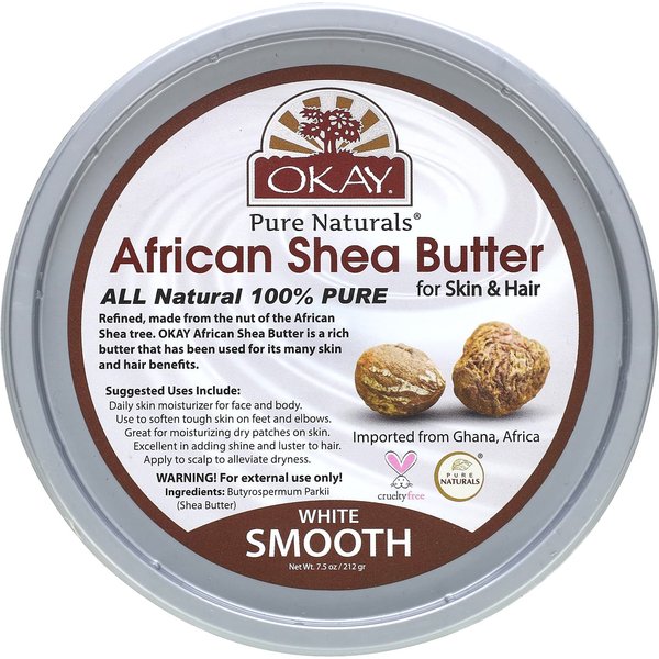Okay Pure Naturals, Manteca De Karité Africana, Piel Y Cabello, Blanco Suave, 7.5 Oz (212 Gramos) Brown-image