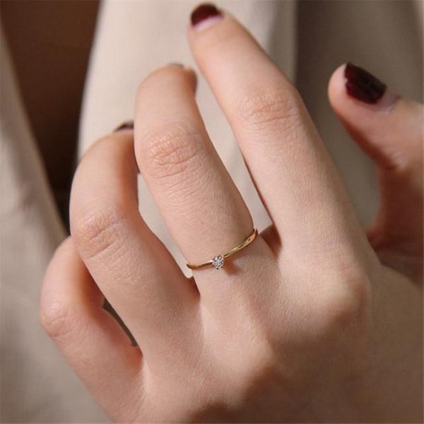 Anillo De Cola De Plata Esterlina 925 Chapado En Oro De 14 K VersióN Coreana Anillo Fino De Diamante Simple Accesorios De JoyeríA De Propuesta Para Mujeres 6 Oro-image