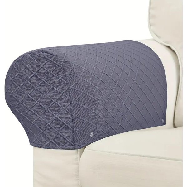 Fundas Para Reposabrazos De Sofá Color SóLido A Prueba De Polvo Almohadilla Protectora Para Reposabrazos De Sofá Funda EláStica Suave Para Reposabrazos De Sofá Para Sala De Estar 2 Piezas 2Pcs Armrest Covers Gray-image