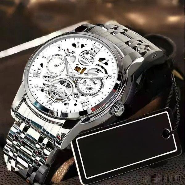 Reloj Para Hombre No MecáNico AutomáTico Resistente Al Agua Nuevo Esfera Grande Calado Reloj Para Hombre Minimum-image