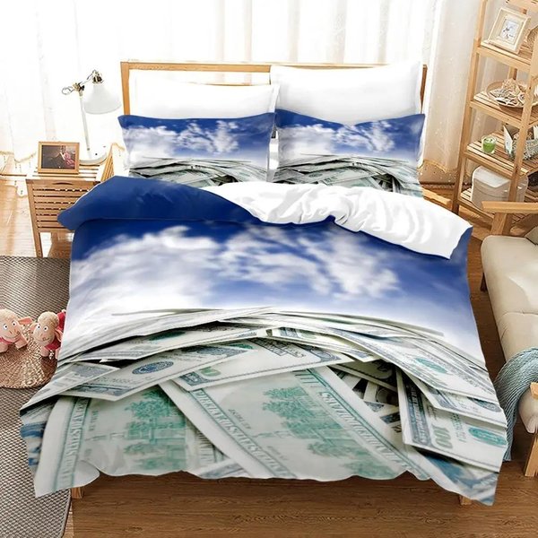 Kolekcja PośCieli Dollars Nadruk 3D Banknoty Poszewka Na KołDrę Tekstylia Domowe Rozmiar Jednoosobowy Twin PełNy King Z Poszewkami Na Poduszki Dropshipping 70X133Cm 2Pcs-image