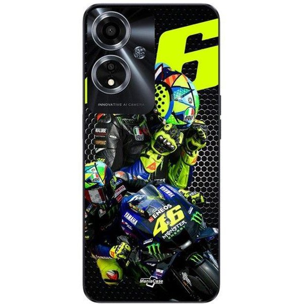 Funda De TeléFono - Maniacase - Oppo A59 5G - Logo Valentino Rossi - Silicona TPU - Flexible Negro-image