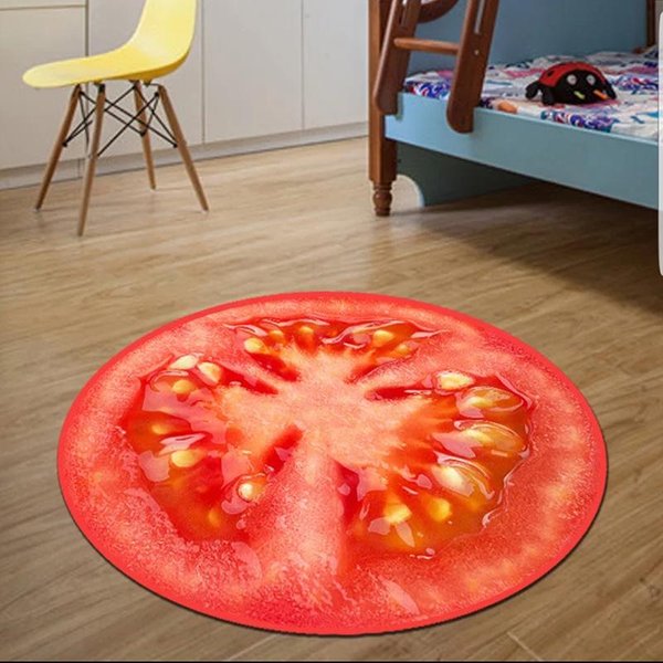 Zabawny OkrąGłY Dywan Owocowy – Arbuz, Pomidor, Kiwi, Cytryna – Dywan Do Salonu, Sypialni, CiepłY, Odporny Na ZużYcie Diameter 140Cm(55In)-image