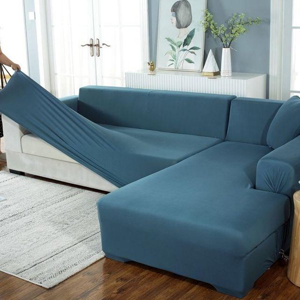 Funda De Sofá EláStica Con Todo Incluido, Funda De Toalla Para Sofá Con ImpresióN General Para Las Cuatro Estaciones, Funda Para Sofá De Esquina Para El Hogar Y Sala De Estar, 1/2/3/4 Plazas 1-Seat 90-140Cm 1PC Azul-image
