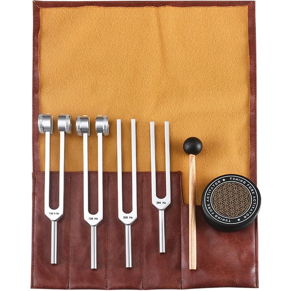 4 Diapasones Para SanacióN Set 128Hz 136.1Hz 256Hz 384Hz Ponderados Sin Ponderar Herramientas De Sonido Para El Bienestar Para Yoga MeditacióN Orange-image