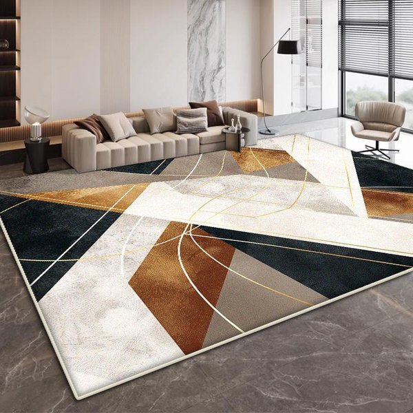 Alfombra Moderna De DiseñO GeoméTrico Para SalóN DecoracióN Simple Dormitorio Antideslizante Alfombras Grandes Mesas De Centro De Oficina Alfombra Suave Lavable 100*200Cm-image