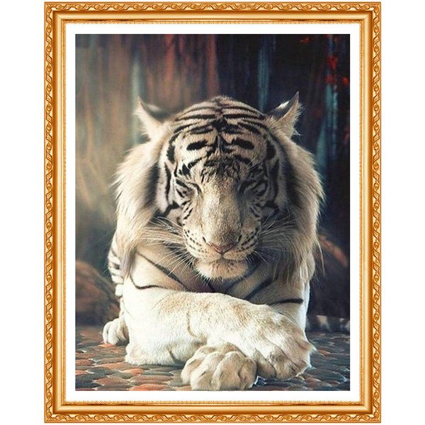 Diamante Animales Completo Redondo Taladro DecoracióN Hogar 5D DIY Bordado Diamante Pintura Tigre 20X30CM-image