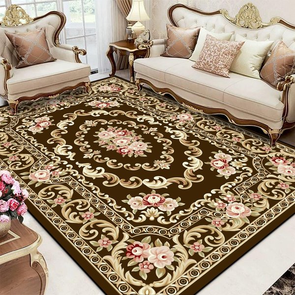 ChińSki Luksusowy Dywan DużY AntypośLizgowy Zmywalny Dywanik Do Salonu Sypialni Pokoju Wypoczynkowego Dekoracja Stolika Kawowego 60X90Cm Door Mat Brown-image