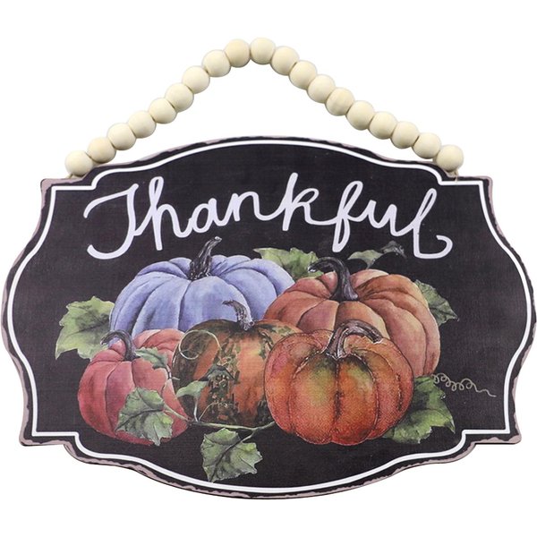 Letrero Colgante De Madera De AccióN De Gracias PatróN De Calabaza Letrero Para Puerta Principal Guirnalda Colgador De Puerta Letrero Para Pared Varios Colores-image