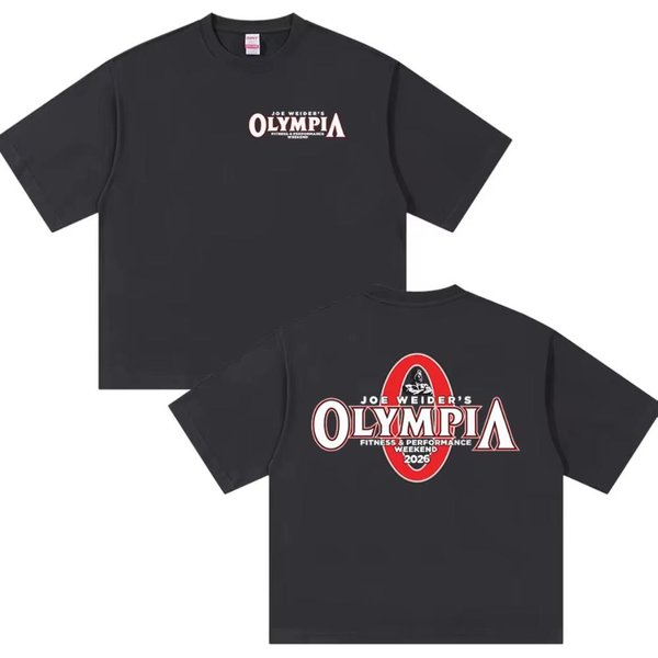 Olympia Gimnasio Fitness 2026 Camisetas GráFicas Con Logo Hombre Fans Gimnasio Cuello Redondo Manga Corta Camisetas Y2K GóTicas AlgodóN Camisetas Oversize Xxxl Black-image