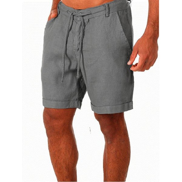Nuevos Pantalones Cortos De Lino Y AlgodóN Para Hombre, Pantalones De Lino De Color SóLido Transpirables De Verano Para Hombre, Ropa Informal Deportiva S-3XL XL Gray-image