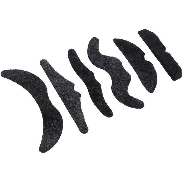 6 Piezas Barba Falsa Negra Autoadhesiva Divertida Para Fiestas Halloween Navidad-image