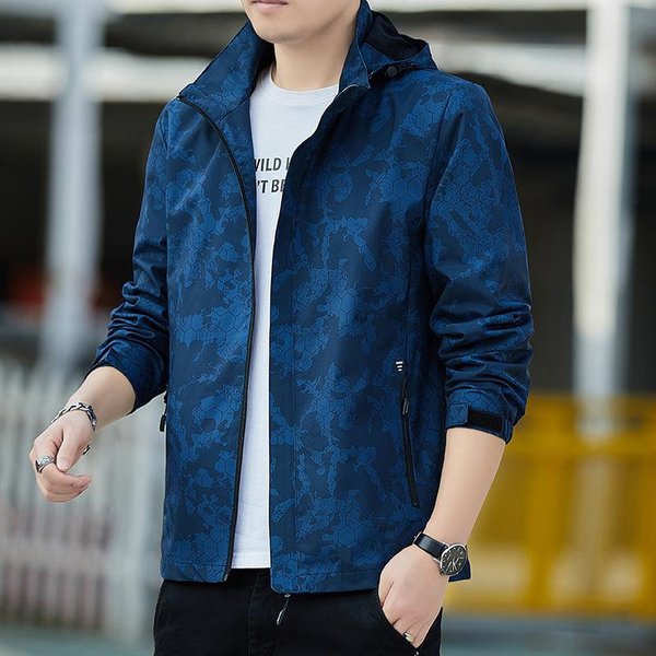Chaqueta Con Capucha Para Hombre, Nueva Chaqueta Informal De Primavera, Chaqueta Cortavientos Para Hombre Joven, Abrigo De OtoñO Para Hombre, Moda Masculina 5XL Blue-image