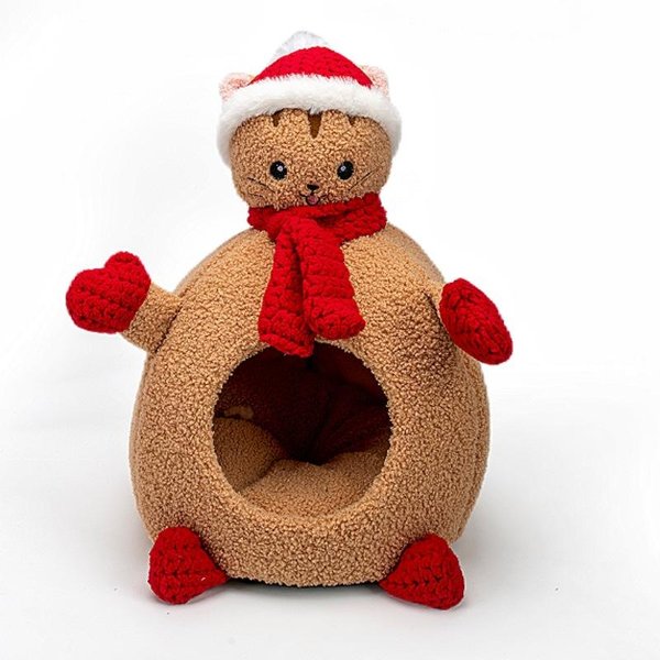 Invierno CáLido Tridimensional Dibujos Animados Cerrado Perrera PequeñA Para Perros Estilo NavideñO Creativo Perrera Para Mascotas Suministros Para Mascotas S 43*30Cm-image