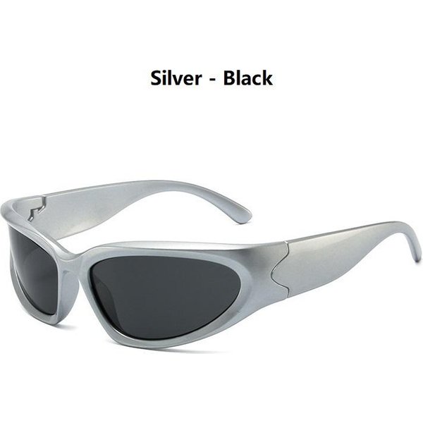 Okulary PrzeciwsłOneczne Y2K Punk Owijane Kobiety MężCzyźNi Luksusowe Designerskie UV400 Sportowe Okulary Vintage Moda Gogle Gray-image