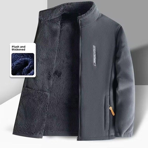 Gruby Sweter MęSki Outdoor Plus Velvet Warm Clothing Jesień I Zima Kurtka LuźNa DużY Rozmiar Polarowa Kurtka Kardigan Casual 3XL Black-image