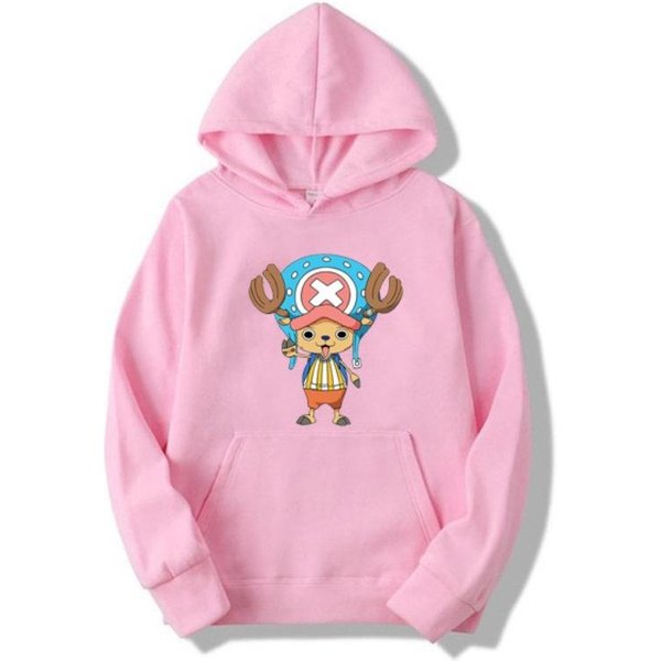 Anime One Piece Tony Tony Chopper Sudadera Con Capucha Estampada Hombres Mujeres Anime Sudadera Con Capucha Manga Larga JerséIs De Lana OtoñO Invierno Sudadera M Color Rosa-image
