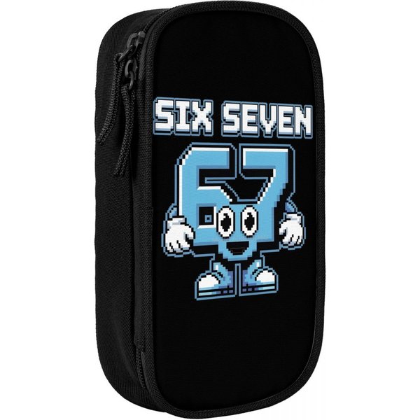 67 Seis Siete 6-7 Divertido Cerebro Podrido Italiano Estuche Moda PortaláPices Bolsas Estudiante Gran Almacenamiento Material Escolar (As The Picture,One Size)-image