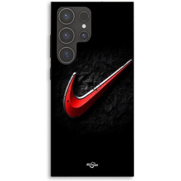 Etui Na Telefon - Maniacase - Samsung Galaxy S24 Ultra - Silikon TPU - Czerwone Logo Nike - Czarne TłO Czarny-image