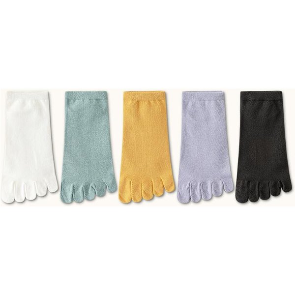 5 Pares Calcetines De Cinco Dedos Para Mujer Calcetines Para Dedos Con Dedos Separados AlgodóN De Alta Calidad Mujer Calcetines De Tobillo Yoga Deportes Gray-image