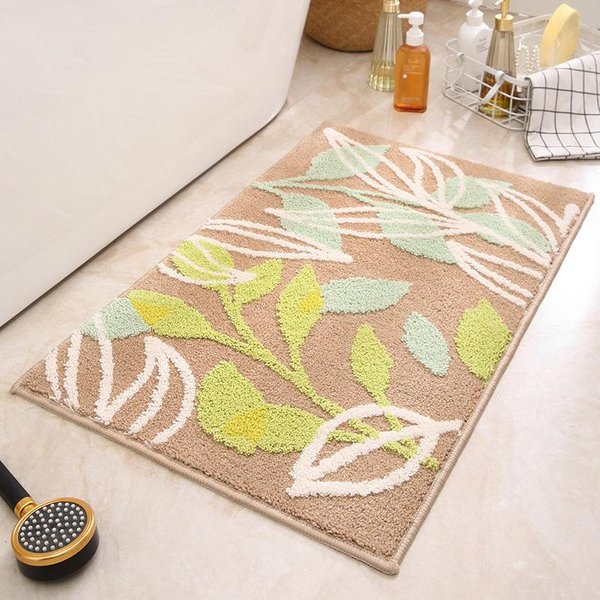 Ins Light Luxury Leaf Plant Jacquard ŁAzienka Mata AntypośLizgowa Mata ChłOnna Mata PodłOgowa Mata Drzwiowa Mata AntypośLizgowa Mata PodłOgowa Dywan Do Sypialni 40X60Cm-image
