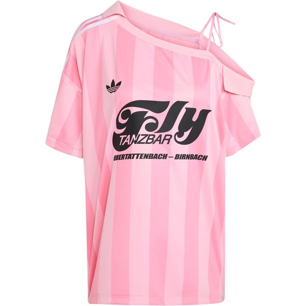 Adidas Originals SS25 Jersey Moda Hombro Descubierto CóModo Manga Corta Camiseta De FúTbol Mujer Tops Rosa Rosa Claro KD2277 L Pink-image