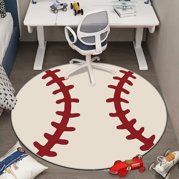 OkrąGłY Dywan PiłKa NożNa KoszykóWka SiatkóWka Baseball WzóR Dywanik Sypialnia Salon Mata AntypośLizgowa Dekoracja Domu 40X40Cm-image
