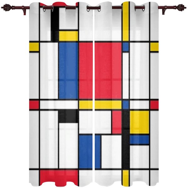 Nowoczesne ZasłOny Okienne Do Salonu Abstrakcyjne Geometryczne BiałE Czarne ZasłOny Do Pokoju DziecięCego Dekoracja Kuchni ŻAluzje Draperie 135W X 135H(Cm) X1 Red-image