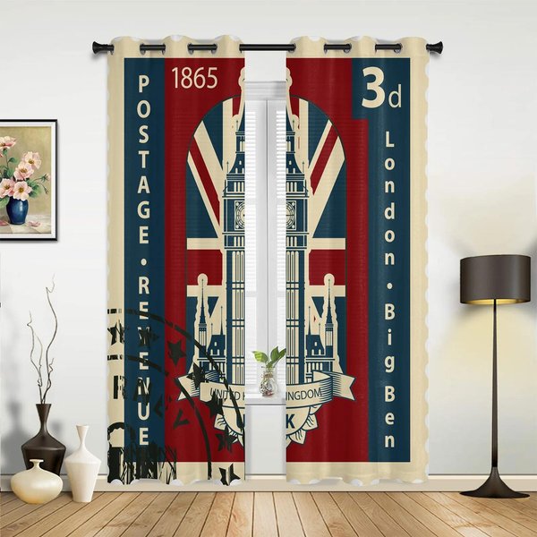 ZasłOny Do Budki Telefonicznej W Londynie Do Sypialni, Salonu, ZasłOny Kuchenne, ZasłOna Okienna Do Pokoju DziecięCego, Nowoczesny WystróJ Domu 135W X 60H(Cm) X1-image