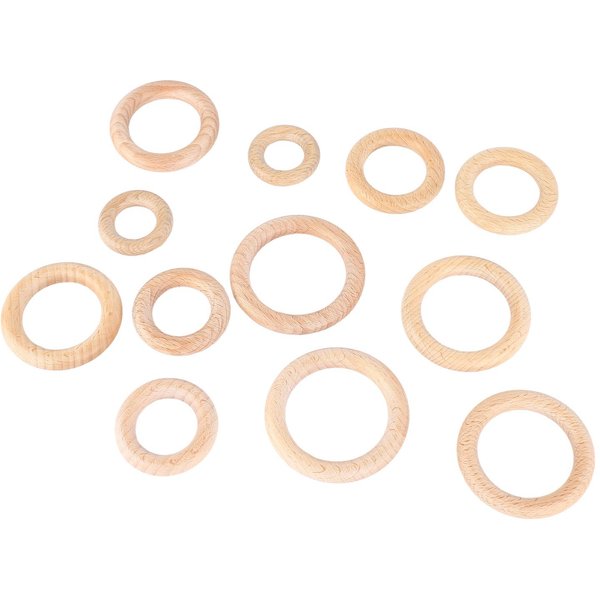 12 Anillos De Madera 6 TamañOs Diferentes Anillos De Madera Natural Anillos De Madera Sin Acabar Para Manualidades Macramé 6 Sizes Set-image