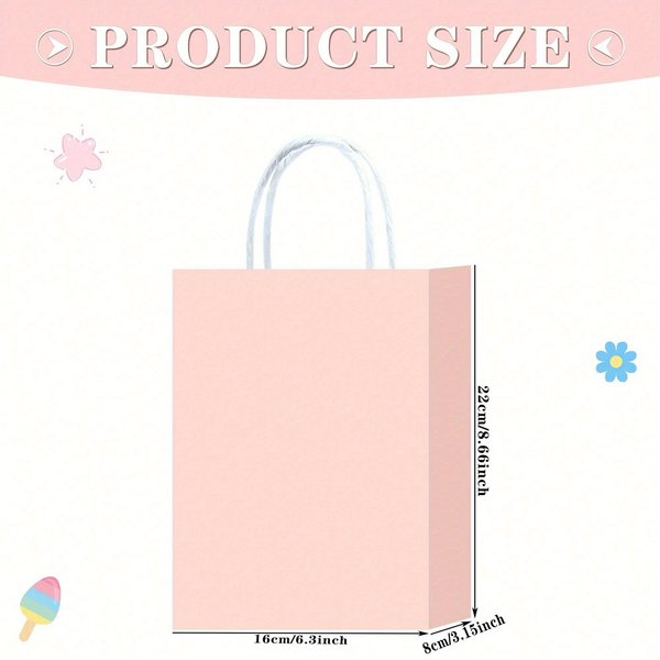 Bolsas De Regalo De Papel Kraft Colorido Con Asa, Bolsas Para Envolver Regalos Para Fiesta, CumpleañOs, DíA De San ValentíN, Navidad, Bolsas De Dulces 1Pc White-image