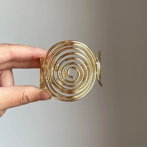 Pulsera MetáLica Hueca Estilo Europeo Y Americano Anillo De Brazo DiseñO GeoméTrico Exagerado JoyeríA Moda Accesorios Simples VersáTiles Brown-image