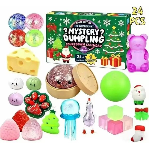 Kalendarz Adwentowy Squishy PierożEk Tajemnica 24 Kalendarz Losowy Squishy ŚCiskacz Fidget Redukcja Stresu BoŻE Narodzenie Zimowe ŚWięTowanie Impreza Prezent L Green-image