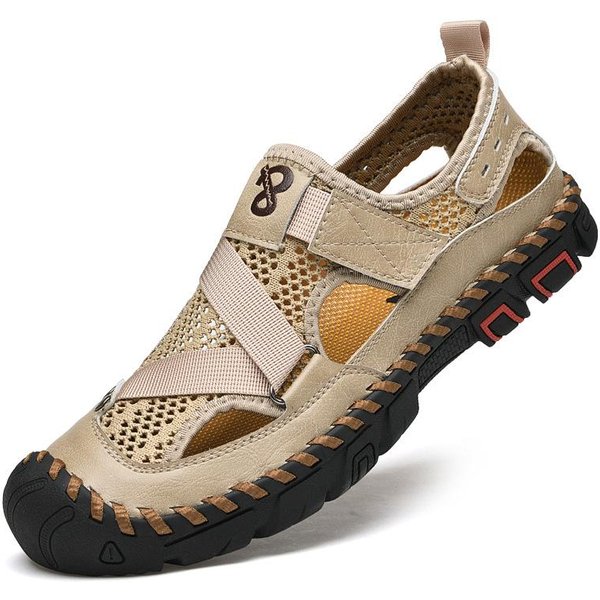 Sandalias Hombre Verano Nuevas Exterior Vadeo Playa Zapatos Hombre Punta Cerrada Malla Sandalias Antideslizantes Agujeros Zapatos 46 Arena-image