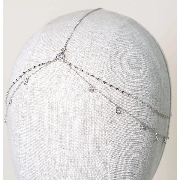 Modny Boho KryształOwy ŁAńCuszek Na GłOwę ŚLubne Akcesoria Do WłOsóW Elegancka Ozdoba GłOwy BłYszcząCy ŁAńCuszek Na CzołO Panny MłOdej Indyjska BiżUteria Prezenty Srebro-image