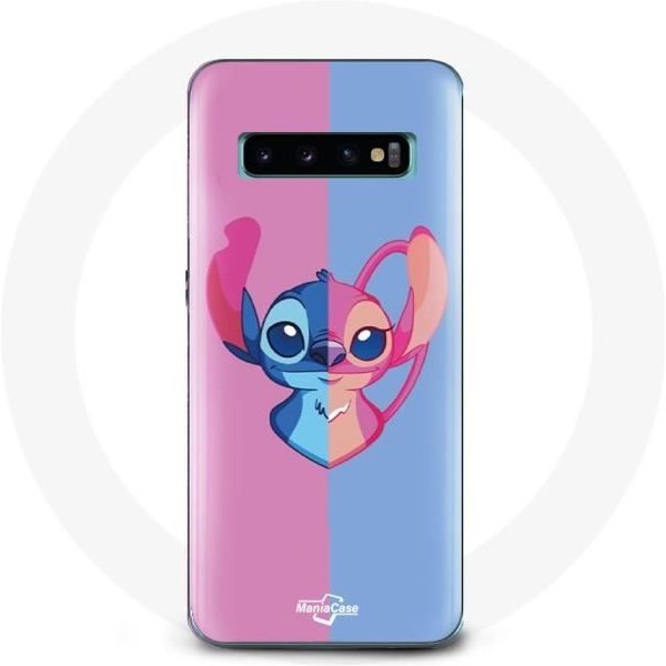 Coque - Samsung - Galaxy S10 Plus - Souple - Stitch Et Angel - Protection Bleu Rose RóżOwy-image