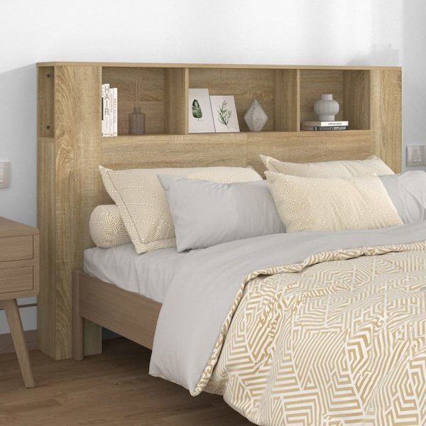 Vidaxl Cabecero De Cama Con Estantes, Roble Sonoma, 160X18,5X104,5 Cm-image