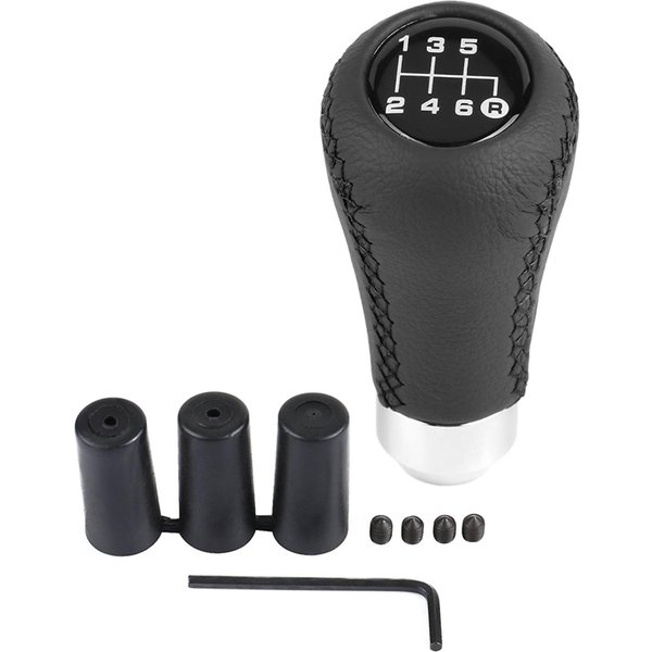 Pomo De Palanca De Cambios Universal Para Coche VehíCulo 6 Velocidades PU Palanca De Cambios Con 3 Mangueras Negro-image