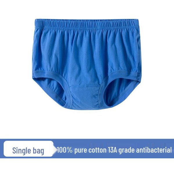 MęSkie Majtki Z Czystej BawełNy, Antybakteryjne, Dla MężCzyzn W śRednim I Starszym Wieku - LuźNy KróJ, Plus Size XL 100-120 Lbs Blue-image